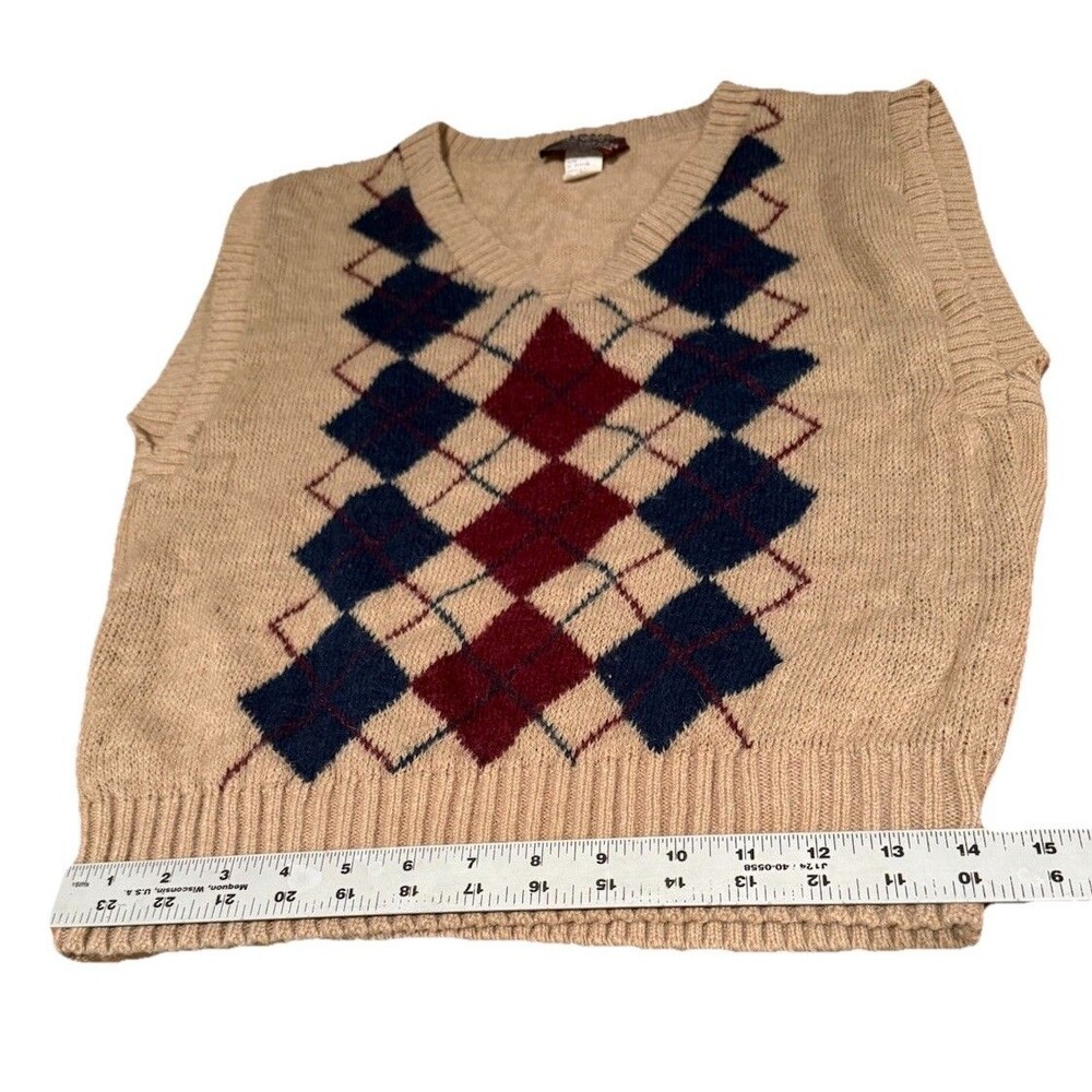 VTG 70/80s Mademoiselle Knitwear Argyle Sweater Vest Size Medium - Picture 3 of 7